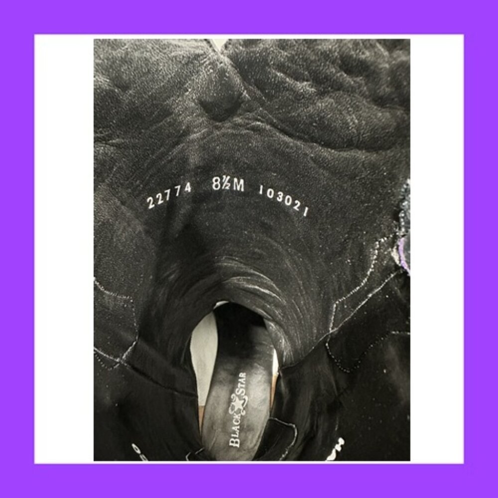 Black Star SWEETGRASS Women's Cowboy Boots in Black w Purple - Size 8.5 - Picture 10 of 13